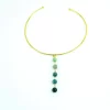 CHOKER CON COLGANTE DE AGATAS FACETADAS DEGRADE VERDE