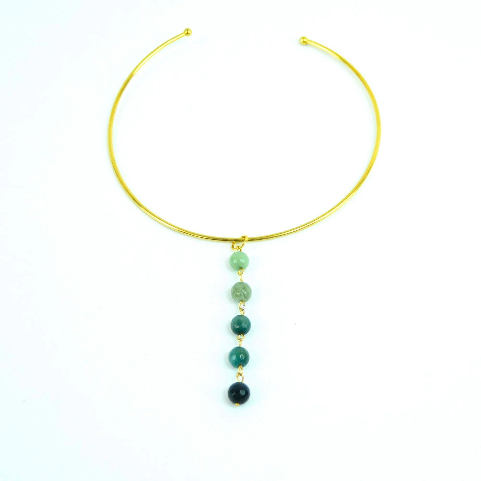 CHOKER CON COLGANTE DE AGATAS FACETADAS DEGRADE VERDE
