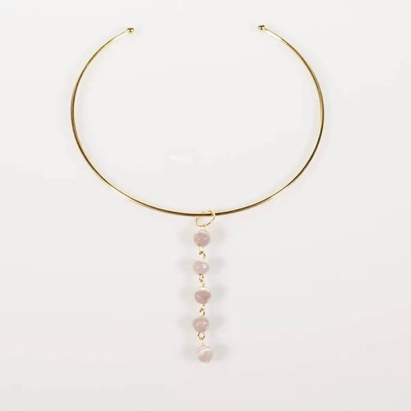 CHOKER CON COLGANTE DE OJO DE GATO ROSA Y ORO