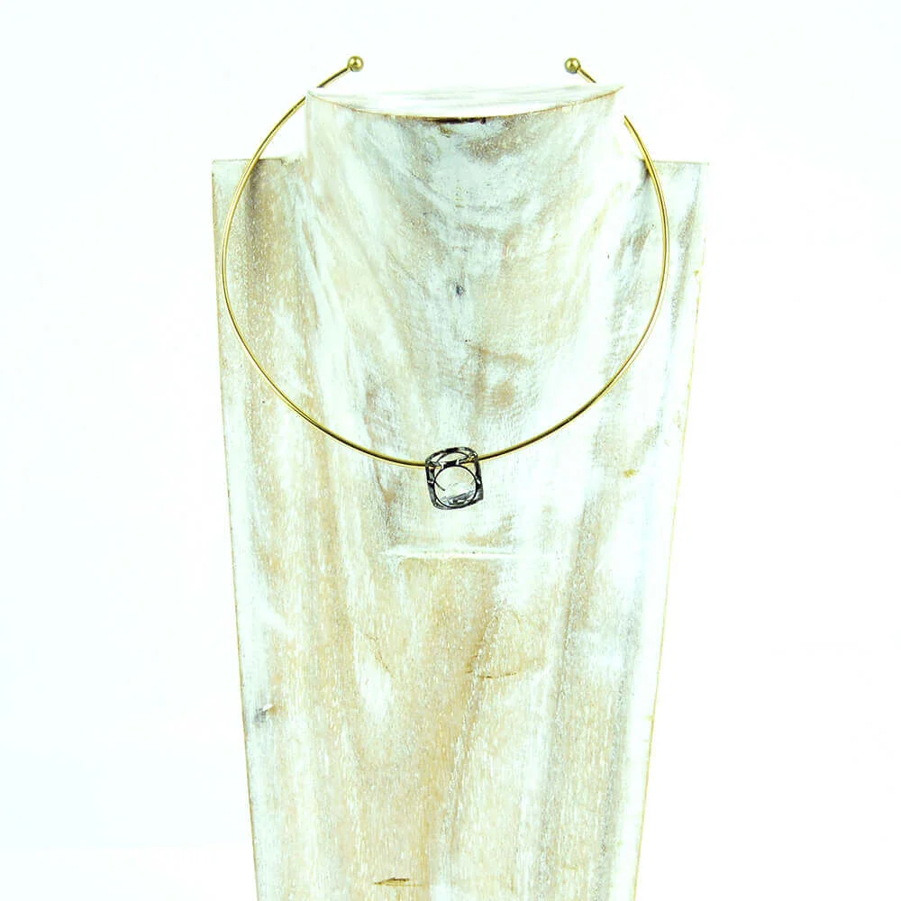 Choker colgante cristalChoker colgante acero chatón cristal