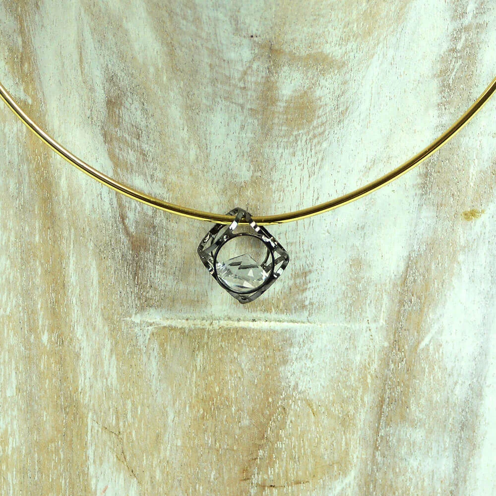 Choker colgante acero pieza cristal