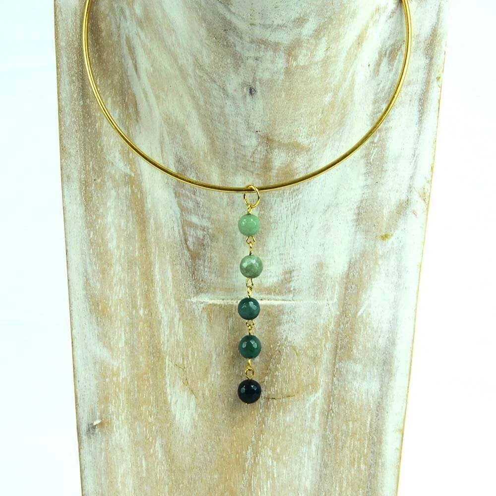 DISPLAY CHOKER CON COLGANTE DE AGATAS FACETADAS DEGRADE VERDE