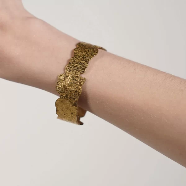 PULSERA BRONCE BANO ORO 15CM DE ANCHO IRREGULAR