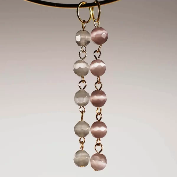 Choker ojos de gato blanco y rosa